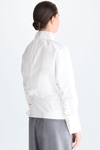 Eyelet-detailed poplin shirt with mandarin collar