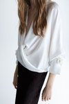 FLOWER SILK OVERSIZE WRAP SHIRT