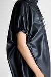 Faux-leather cocoon long gilet