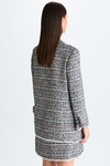 Frayed woven straight-fit long jacket