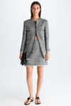 Frayed woven straight-fit long jacket