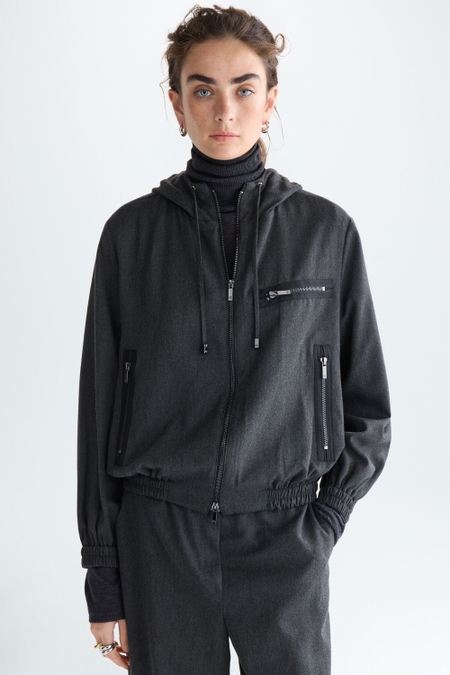 CHAQUETA BOMBER FRANELA CAPUCHA
