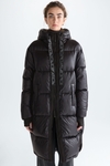 PG Tape hooded down-quilted nylon long coat