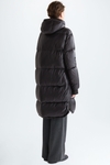 PG Tape hooded down-quilted nylon long coat