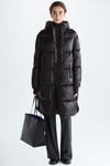 PG Tape hooded down-quilted nylon long coat