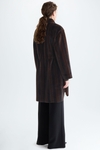 Gathered waist fur oversize coat