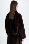 Fur faux leather cocoon reversible short coat