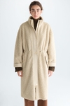 Double-faced faux-shearling long coat