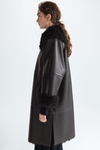 Faux-fur faux-leather oversize long coat