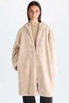 Hooded fur nylon reversible coat