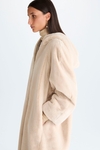 Hooded fur nylon reversible coat