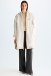 Hooded fur nylon reversible coat