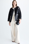 Origami-quilted nylon reversible coat