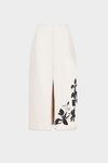 Flowery print twill straight-fit midi skirt