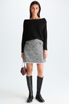 Frayed woven A-line mini skirt