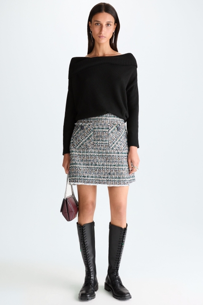 FRAYED WOVEN MINI SKIRT