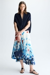 Cubo Acuarela print twill pleated skirt