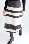 Striped cotton wool A-line midi skirt