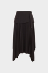 Detachable waist twill asymmetric pleated skirt