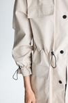 Hooded technical cotton trench coat