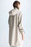 Hooded technical cotton trench coat