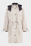 Hooded technical cotton trench coat