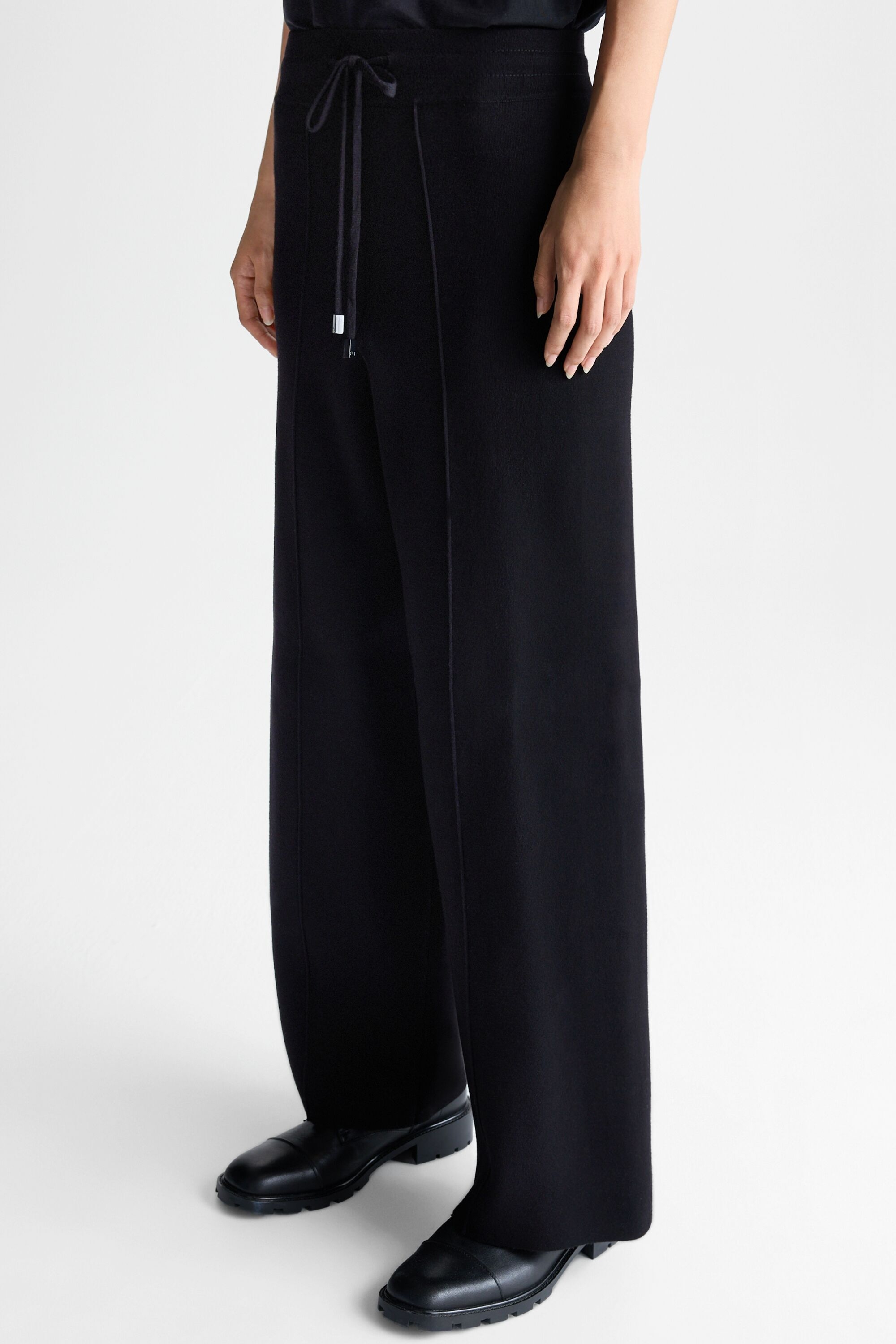 Double-faced knit straight-leg trousers