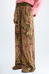 Paisley print crinkle velvet pyjama-style trousers