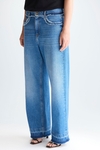 Frayed denim wide-leg trousers