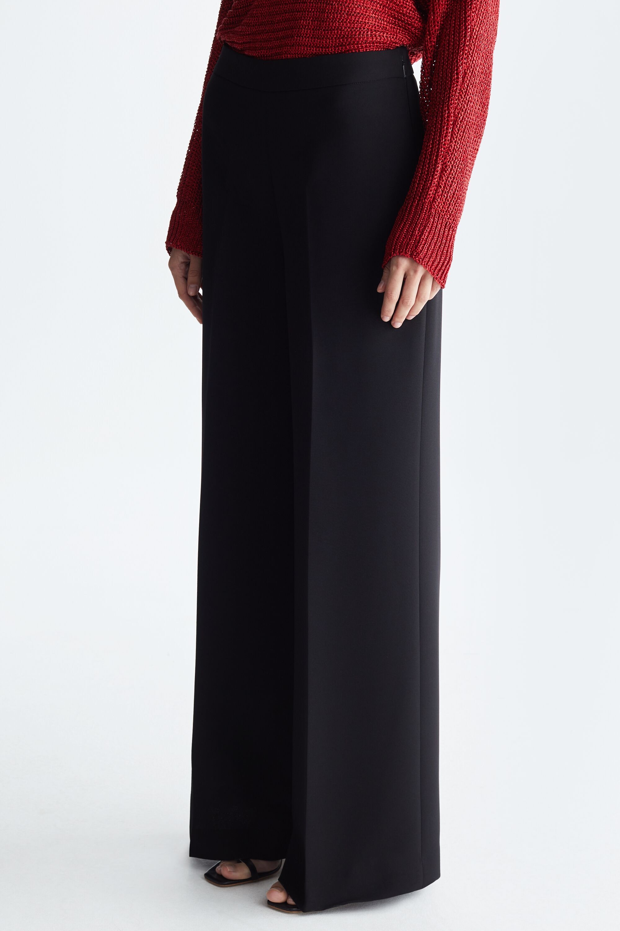 Crepe wide-leg trousers