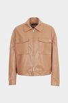 Pocket-detailed faux leather oversize jacket