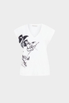 Sleeveless straight-fit t-shirt with faux-leather flowers