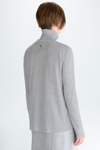 High-neck ribbed knit semi-fitted t-shirt