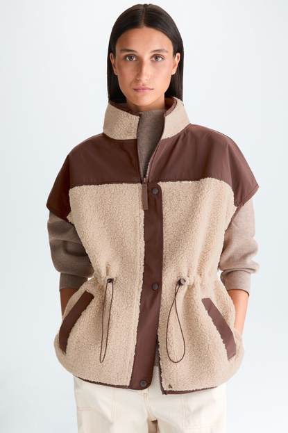 SHEARLING NYLON OVERSIZE GILET