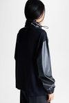 Faux-leather jersey oversize sweatshirt