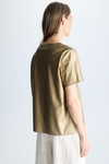 Faux leather straight-fit t-shirt