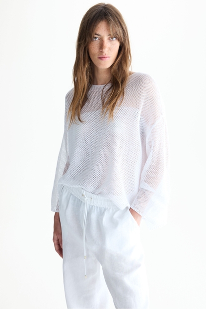 Open knit straight-fit sweater