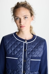 Quilted nylon stretch knit short jacket