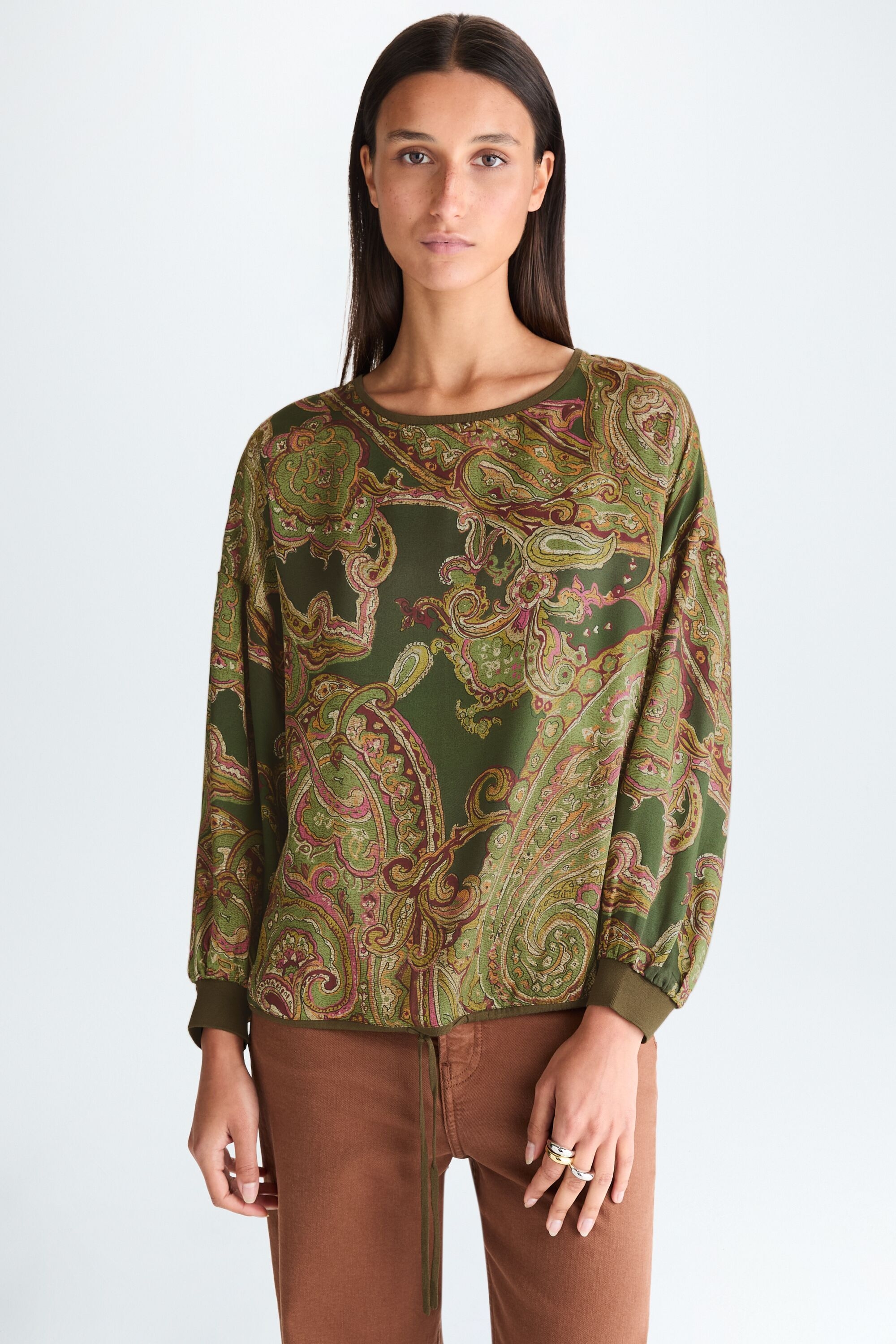 Top oversize twill estampado Paisley