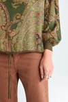 Paisley print twill oversize top