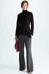 Detachable turtleneck stretch-knit fitted sweater