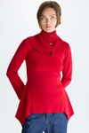 Detachable turtleneck stretch-knit fitted sweater