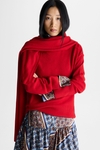 Wool straight-fit sweater with detachable scarf