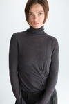 Turtleneck draped knit sweater