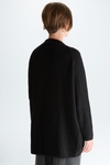 Wool knit cocoon long jacket