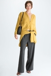 Gathered hem wool cocoon jacket