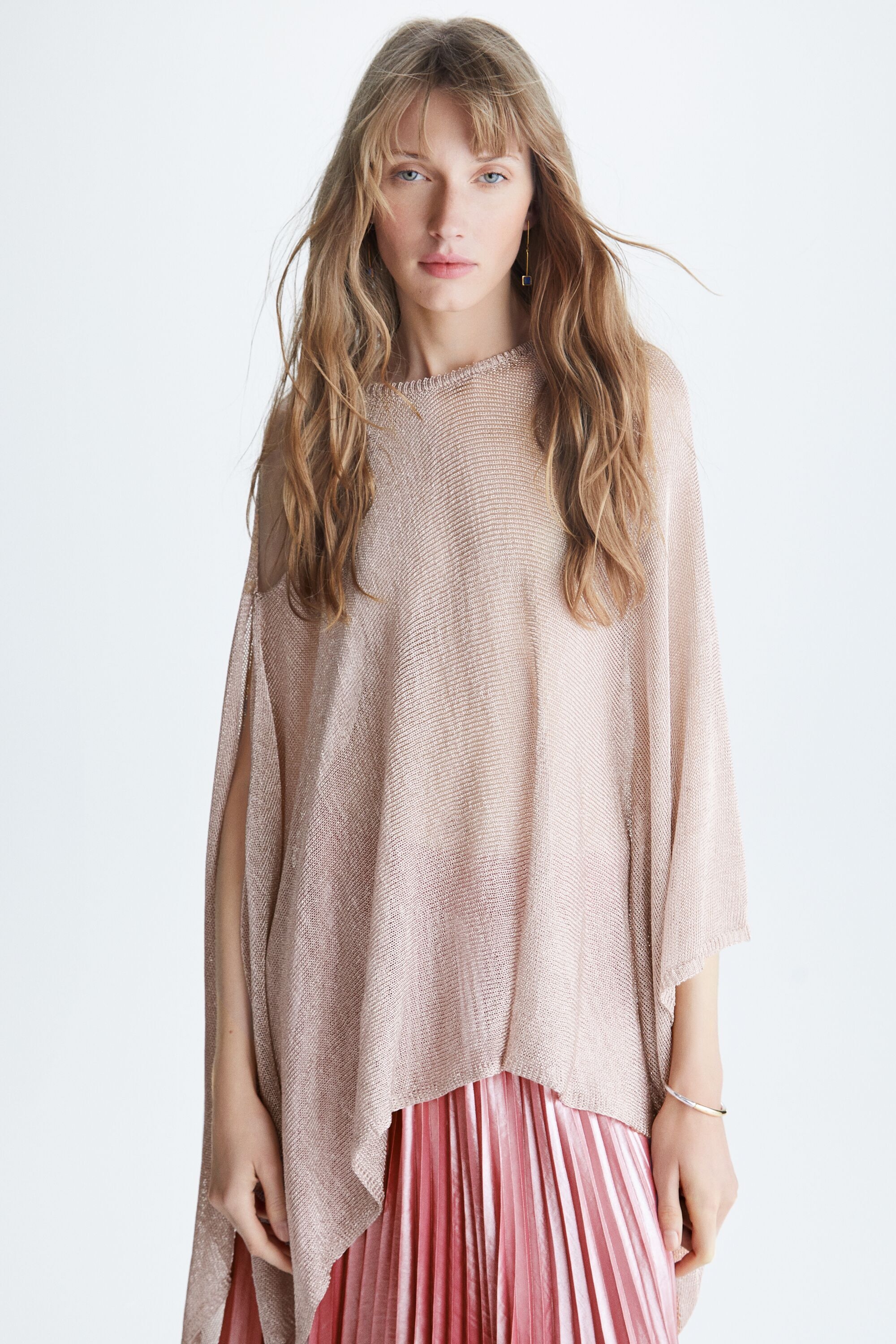 METALLIC KNIT MULTI-POSITION CAPE