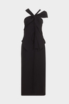 Asymmetric crepe fitted dress