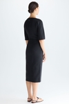 Cube belt crepé straight-fit midi dress