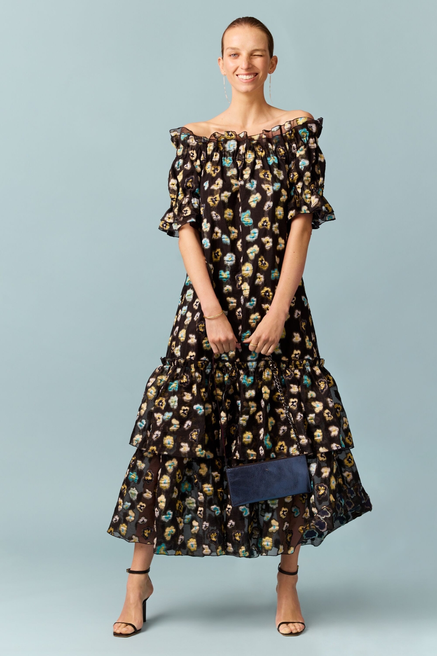 VESTIDO EVASE FIL COUPE VOLANTES